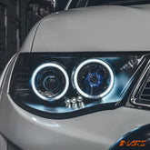 Black High Power LED Angel Eyes Projector Head Lights for Mitsubishi Triton ML MN 2006 - 2015 - Mars Performance